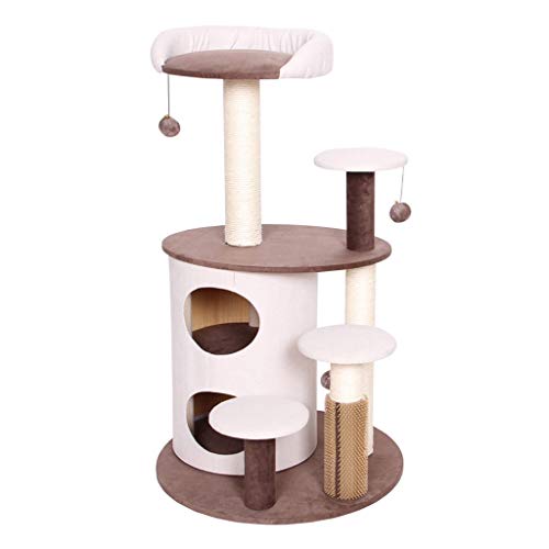 QIFFIY Kratzbaum Kratzbaum Haus mit hängender Kugel Kitten Möbel Scratch for Katzen Klettergerüst Cat Condos Katze Turm Cat Nest Katzenbaum (Color : Beige) von QIFFIY