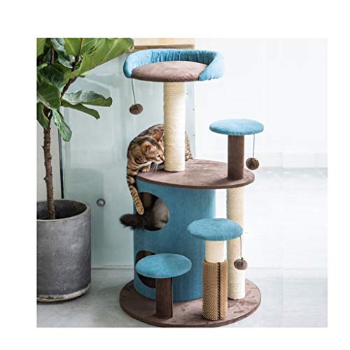 QIFFIY Kratzbaum Kratzbaum Haus mit hängender Kugel Kitten Möbel Scratch for Katzen Klettergerüst Cat Condos Katze Turm Cat Nest Katzenbaum (Color : Blue) von QIFFIY