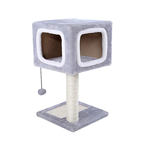 QIFFIY Kratzbaum Kratzbaum Katzenhaus Katzenwohnung mit Sisal Kratzbäumen, Plüsch Barsch, Katzenturm Möbel Katzenbett Kitty Aktivitätszentrum Katzenbaum (Color : Grau) von QIFFIY