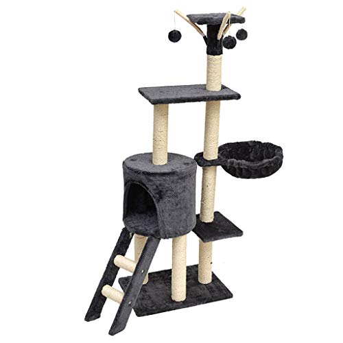 QIFFIY Kratzbaum Kratzbaum Spielzeug-Haus mit hängender Kugel Kitten Möbel Cat Nest Scratchers Katzen Klettergerüst Cat Condos Katze Turm Katzenbaum (Color : Dark Gray) von QIFFIY