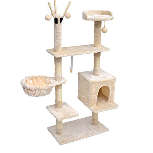 QIFFIY Kratzbaum Multi-Level-Katze Klettern Baum Spielzeug Klettertürme Cat Scratcher Climber Condo Möbel Scratch Beitrag Pet House Bed Katzenbaum (Color : Beige) von QIFFIY