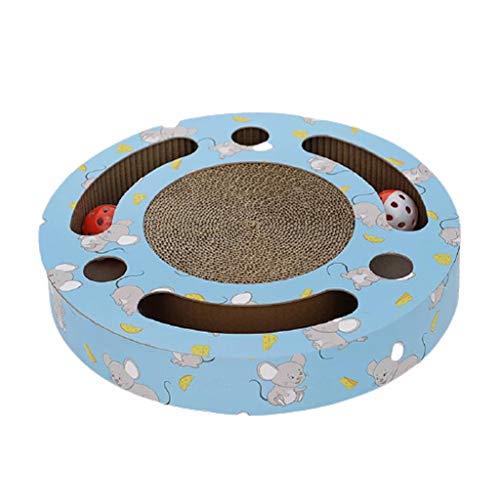 QIFFIY Kratzbrett Cat Scratcher, Interactive Scratching Board Kätzchenspielzeug, Cat Scratcher Cardboard Scratching Pad, mit Katzenminze und Bällen Katzenkratzer (Color : Blue) von QIFFIY