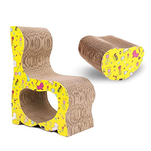 QIFFIY Kratzbrett Cat Scratcher Cardboard, Scratching Pad Chair, Wellpappe Scratch Pad, Cat Training Toy für große Katzen und Kätzchen Katzenkratzer (Color : Yellow) von QIFFIY