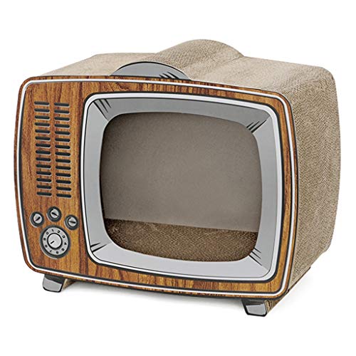 QIFFIY Kratzbrett Cat Scratcher Lounge, Creative Retro TV Scratch Pad, Großer Karton, Kann Auch Als Cat Nest Cat Scratching Pad Verwendet Werden Katzenkratzer (Color : TV Set) von QIFFIY