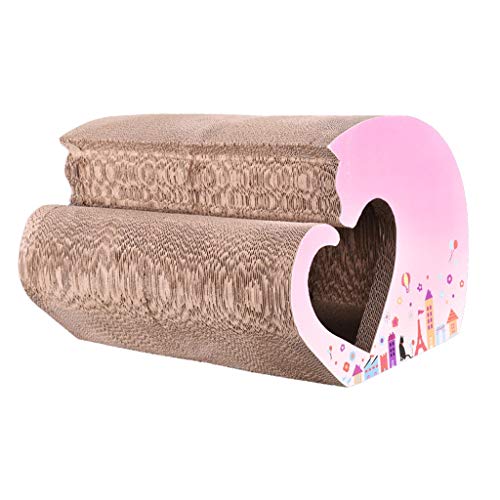 QIFFIY Kratzbrett Gewölbtes Papier Cat Scraper Brett Herz-geformtes Loch-Bett Luxus-Spielzeug Guards Kätzchen Kratz Cat Scratch Katzenspielzeug Katzenkratzer (Color : Pink) von QIFFIY