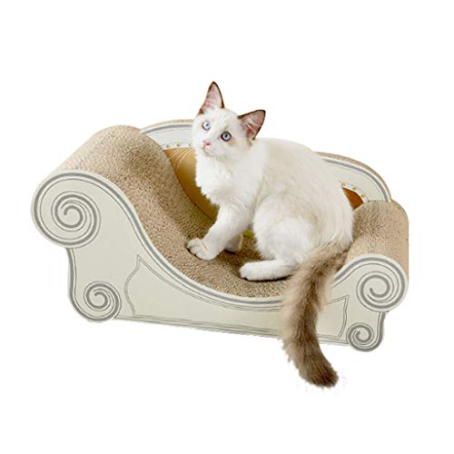 QIFFIY Kratzbrett Luxus-Katze Scratcher Lounge Corrugated Papier Katze Verkratzen Karton Couch Cat Scratch Bed Verkratzen Lounger Sofa Katzenkratzer (Color : White) von QIFFIY