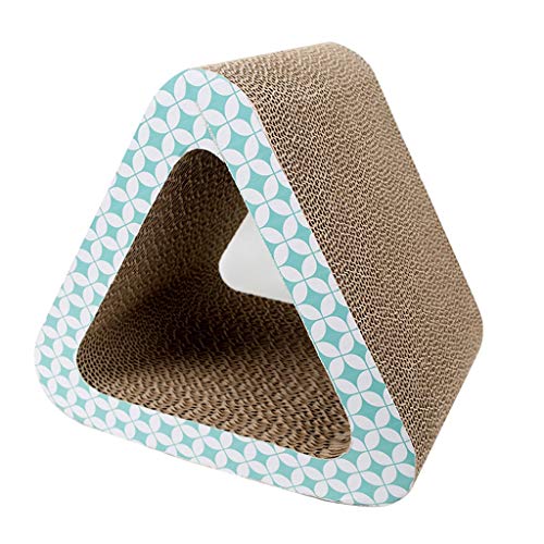 QIFFIY Kratzbrett Triangle Cat Scratcher Wearable Corrugated Papier Kitten Scratch Pad Scraper Kätzchen-Katze Kratztierbedarf Spielzeug Katzenkratzer (Color : Blue) von QIFFIY