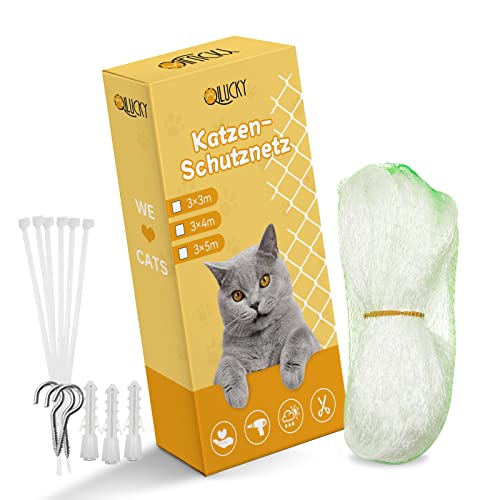 QILUCKY Transparentes Katzenschutznetz Katzennetz für Balkon Ohne Bohren Transparent Können Zuschneidbar ​und Bissfest Balkonnetze für Katzen ​zur Absicherung von Terrasse, Fenster und Türen (3x3 m) von QILUCKY