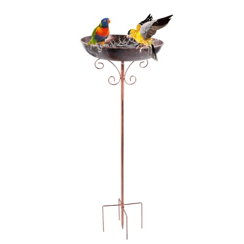 QINGYIWL Vogeltränke Stehend, 76x24cm Vogelbad für Draußen Garten, Wassertränke für Vögel für Blumenbeete, Rasenflächen, Antike Erscheinung (Eisen) von QINGYIWL