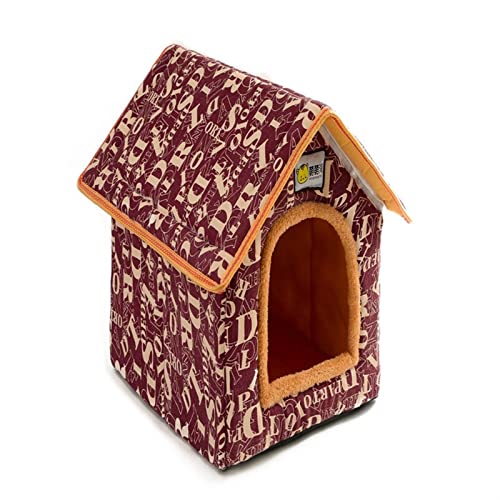 QIUYMGFG Hundebett Großes Haustier-Hundebett, Katzenhaus, Höhle, bequemer Druck, Zwingermatte für Haustiere, Welpen, Winter, Sommer Katzenbett(5,M) von QIUYMGFG