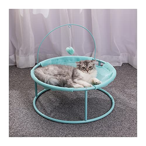 QIUYMGFG Hundebett Haustier-Hängematten-Katzenbett, abnehmbares Katzenhaus, Hüpfbett für Katzen, Welpen, Kätzchen, die ganze Saison über Katzenbett(Summer Blue) von QIUYMGFG