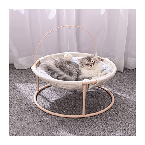 QIUYMGFG Hundebett Haustier-Hängematten-Katzenbett, abnehmbares Katzenhaus, Hüpfbett für Katzen, Welpen, Kätzchen, die ganze Saison über Katzenbett(Winter Beige) von QIUYMGFG