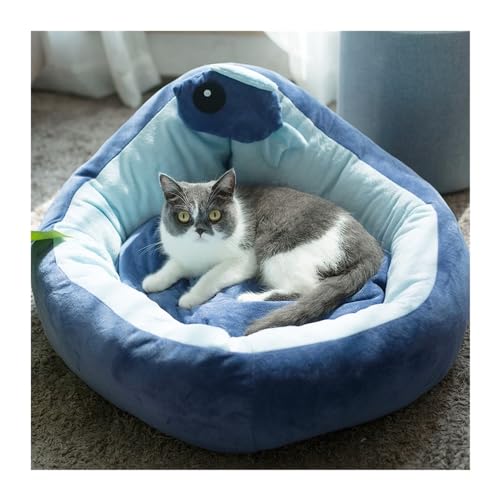 QIUYMGFG Hundebett Haustier-Hundebett für große große kleine Hunde-Katzen-Haus-Nette Form-Kristallsamt-Matten-Sofa-Hundekatzen-Haus Katzenbett(Fish,50-52cm) von QIUYMGFG