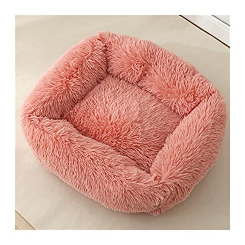 QIUYMGFG Hundebett Hundebett, Plüsch-Katzenmatte, Hundematte für kleine, mittelgroße Hunde, Welpenbett, Nestkissen Katzenbett(Leather Pink,S-55x45x20cm) von QIUYMGFG