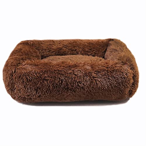 QIUYMGFG Hundebett Hundebett Haus Weiche Lange Plüsch-Katzenmatte Quadratisches Katzenbett Haus Katzen Hundematte Winter Haustier Kissen Katzenbett(Dark Coffee,XS-43x35x20cm) von QIUYMGFG