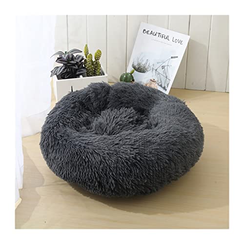 QIUYMGFG Hundebett Katzenbett Hundebett Haus Zwinger Haustiermatten Weiche Lange Plüschmatte Haustier Warmes Korbkissen Katzenhaus Katzenbett(DraK Gray,XXL 100cm) von QIUYMGFG