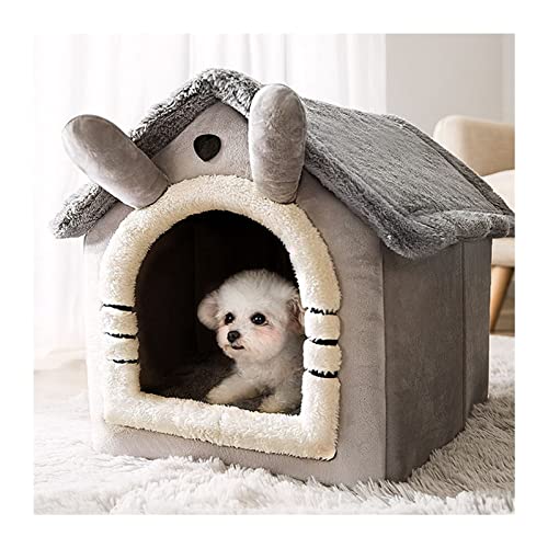 QIUYMGFG Hundebett Niedliches Hundehaus Welpennest Haustierhaus Hundebett Katzenhütte Warmer Katzenkäfig Welpenkatze Katzenbett(White,S 39x32x34cm) von QIUYMGFG