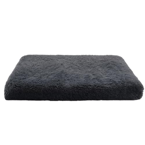 QIUYMGFG Hundebett Plüsch quadratische Hundehütte Katzenmatte Haustierhütte Tiefschlaf-Hundeschlafsofa Heimtierbedarf Welpenbett Katzenbett(Dark-Gray,L 75x50x6cm) von QIUYMGFG