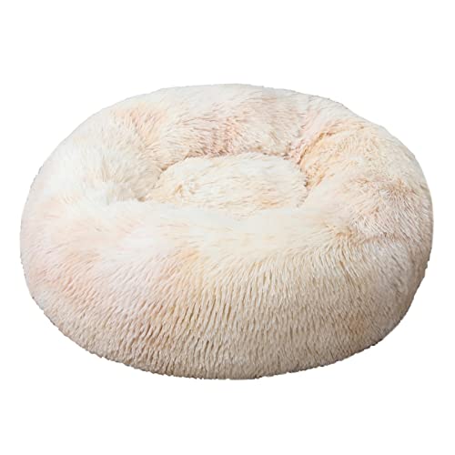 QIUYMGFG Hundebett Rundes Katzenbett, Langer Plüschbettkorb, weich, flauschig, warm, schlafendes Katzenhaus, Haustierkissen Katzenbett(03,50cm) von QIUYMGFG