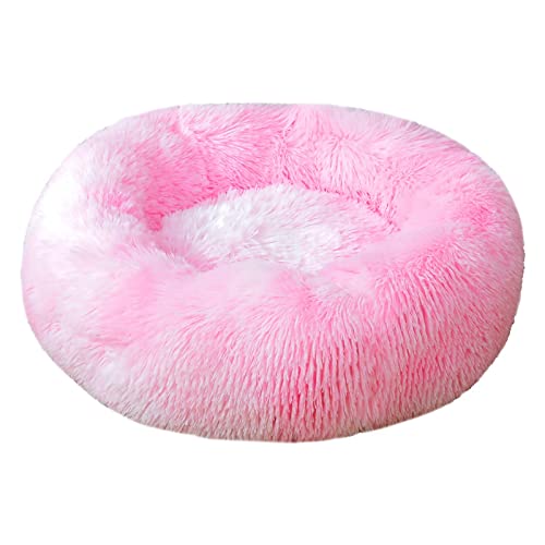 QIUYMGFG Hundebett Rundes Katzenbett, Langer Plüschbettkorb, weich, flauschig, warm, schlafendes Katzenhaus, Haustierkissen Katzenbett(09,70cm) von QIUYMGFG