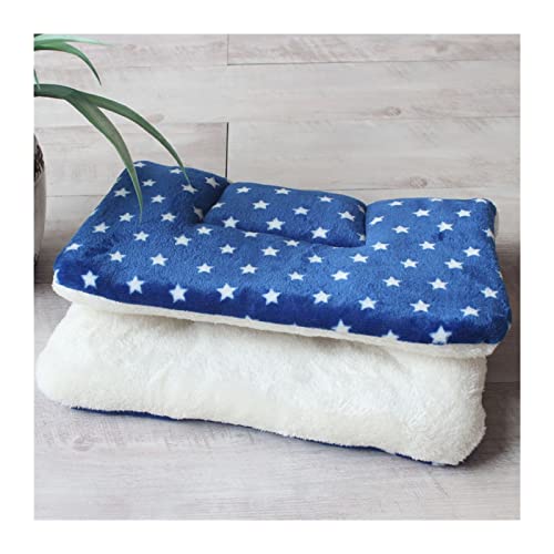 QIUYMGFG Hundebett Verdickte Haustier-Katzenbett-Matte Hundebett Weiches Fleece-Pad Decke Kissen Pad Home 6 Größen Katzenbett(Star B Blue,XXXL 90x60cm) von QIUYMGFG