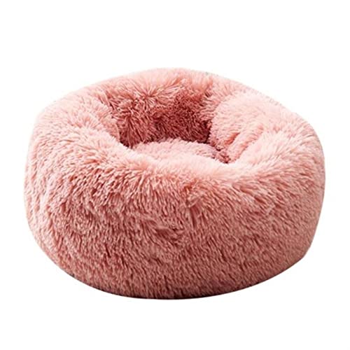 QIUYMGFG Hundebett Weiches Hundebett, waschbar, langes Plüsch, Hundehütte, Katzenhaus, Matten, Sofa für Hundekorb, warmes Haustierbett Katzenbett(Light Pink,L 70CM) von QIUYMGFG