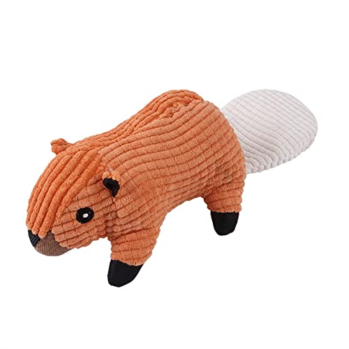 QIUYMGFG Kauspielzeug für Hunde Cord-Hunde-Kauspielzeug, Haustier-Welpen, Quietsch-Kaugeräusch-Spielzeug, Hunde-Plüsch-Beißspielzeug Heimtierbedarf(Orange Squirrel) von QIUYMGFG