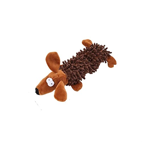 QIUYMGFG Kauspielzeug für Hunde Haustier Hund Plüschtier Tierform mit quietschendem Bichon-Welpen-Kau-Reinigungsspielzeug Heimtierbedarf(Brown Dog) von QIUYMGFG