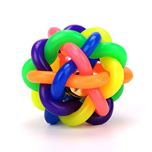 QIUYMGFG Kauspielzeug für Hunde Hundespielzeug mit Glocke, bunt, TRP-Ball, für Katzen, Zuhause, unvorteilhaftes, quietschendes Spielzeug Heimtierbedarf(M-diameter-5cm) von QIUYMGFG