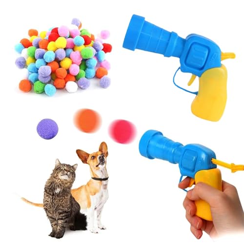 QIWEIS 100 Stück Katzenspielzeug Bälle Plush Ball Interactive Cat Toy Katzenspielzeug Bälle Mit Katzenspielzeug Weiche Katze Bälle Cat Toy Ball Launcher Spielzeug Für Indoor Haustier Katzen Hunde von QIWEIS