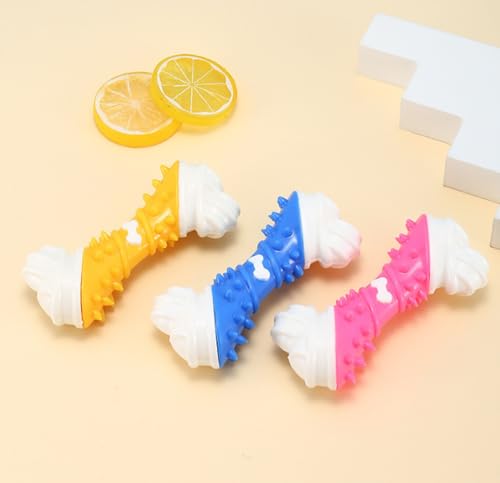 QIZILI 3 Stück Hundespielzeug Nylon Lagging Zweifarbige Hühnerknochen Zahnreinigungsstab Bissresistentes Zähneknirschen Interaktives Langeweile-erleichterung Haustierspielzeug 12cm von QIZILI