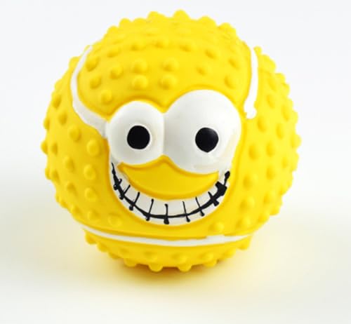 QIZILI Haustier Latex Spielzeug Vokalisation Smiley Ball Körnige Backenzähne Reinigung Kugelförmiges Hundespielzeug 8cm von QIZILI