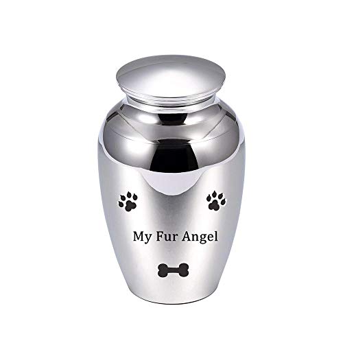 QJZM Ceniz de CenizasHold Hunde- / Katzenpfotenabdruck Edelstahl Memorial Urne Sarg Haustier Andenken Medaillon Behälter für Asche Lagerung Haus-Design 2_Urn mit Box von QJZM