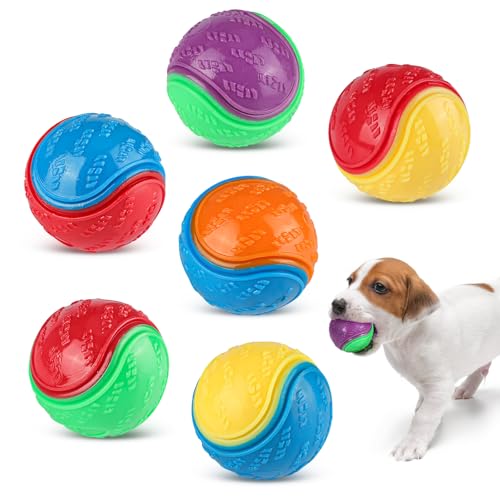 QKURT 6 x Quietschender Hundeball, Haustier Training Ball, Hund interaktive Hund Ball, Hundespielzeug Zähne putzen, Welpen kauen Spielzeug, Hundebälle für die Ausbildung, Interaktion und Spielen von QKURT