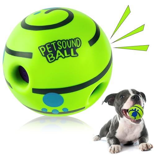 QKURT Giggle Ball für Hunde,Unzerstörbares Hundeballspielzeug,Interaktives Hundespielzeug Ball,Quietschender Hundeball gegen Langeweile,Ton lustig Amuse Ball für Hunde zum Abbau von Ängsten (14CM) von QKURT