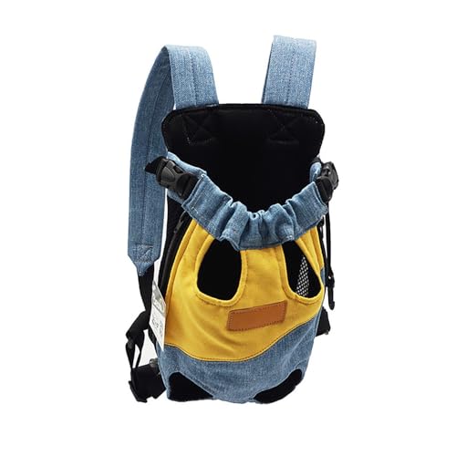 Haustier Rucksack für Hunde Katze,Hundetragerucksack, Haustierrucksack für Katzen,Tragbare Hunde Rucksack, für Kleine Bis Mittelgroße Hunde und Katzen (L,Blau/Gelb) von QLNGSHP