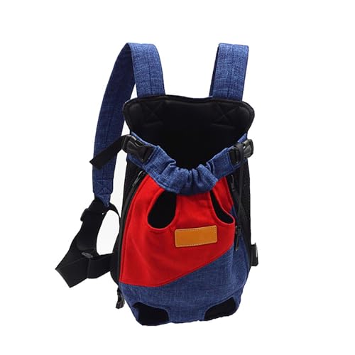 Haustier Rucksack für Hunde Katze,Hundetragerucksack, Haustierrucksack für Katzen,Tragbare Hunde Rucksack, für Kleine Bis Mittelgroße Hunde und Katzen (L,Blau/Rot) von QLNGSHP