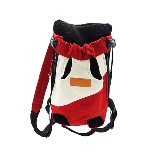 Haustier Rucksack für Hunde Katze,Hundetragerucksack, Haustierrucksack für Katzen,Tragbare Hunde Rucksack, für Kleine Bis Mittelgroße Hunde und Katzen (L,Rot/Weiß) von QLNGSHP