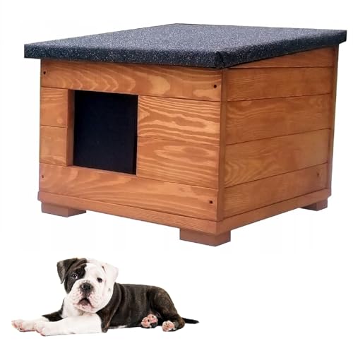 Hundehütte Hundehaus Hundehöhle 50 x 45 x 41 cm aus Holz Katzenhaus Wetterfest Kleintierhaus Isoliert Outdoor von QLS