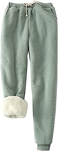 QLXDSD Women' s Casual Winter Fleece Jogging Bottoms with Elastic Waist and Drawstring (Color : Green, Size : L) von QLXDSD