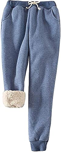 QLXDSD Women's Thermal Hiking Trousers Lined Sweatpants Winter Warm Sporty Jogging Bottoms with Inner Fleece Outdoor Sweatpants (Color : Blue, Size : Groß) von QLXDSD