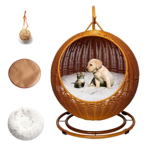 QLXYYFC Abnehmbares und Waschbares, Einfach zu Montierendes Katzenschaukelbett mit Abnehmbarem Kissen und Hängendem Ball für Katzen, Kleine Hunde und Kleine Tiere (Color : Brown, Size : 43cm X 66cm von QLXYYFC