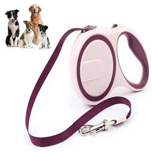 QLXYYFC Ausziehbare Hundeleine, 5 M, 360° Verwicklungsfreie Verlängerte Leine, Rutschfester Griff und Bremsknopf, Geeignet für Kleine und Mittelgroße Hunde Bis Zu 25 Kg (Color : Purple, Size : 3m) von QLXYYFC