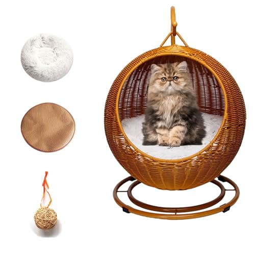 QLXYYFC Bequemes Hängendes Katzenbett für Katzen, Sommer-Katzenkissen-Sofabett, Haustier-Katzenschaukelbett für Den Innen- und Außenbereich für Schlafen, Spielen und Faulenzen (Color : Brown, Size : von QLXYYFC