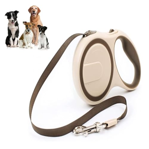 QLXYYFC Einziehbare Hundeleine Ohne Verwicklung, 3 M/5 M, Ausziehbare Hundeleine mit Nylonband, Geeignet für Kleine und Mittelgroße Hunde Bis Zu 25 Kg (Color : Brown, Size : 5m) von QLXYYFC