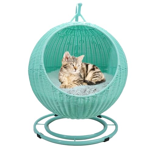 QLXYYFC Katzenschaukelbett, Katzensitzstange, Bequemes Hängendes Katzenbett für Hauskatzen, Kleine Hunde, Haustierbedarf für Schlafen, Spielen, Klettern, Faulenzen (Color : Verde, Size : 43cm X 66cm von QLXYYFC