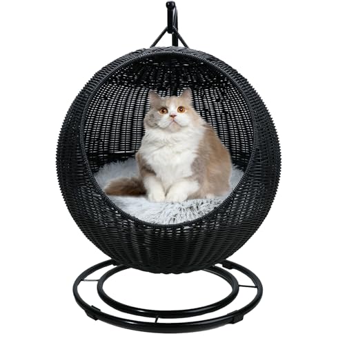 QLXYYFC Katzenschaukelbett für Drinnen und Draußen, mit Abnehmbarem Kissen und Hängendem Ball, Waschbare Haustierschaukel für Katzen, Kleine Hunde, Kleine Tiere, Hängendes Katzenbett (Color : Noir, von QLXYYFC