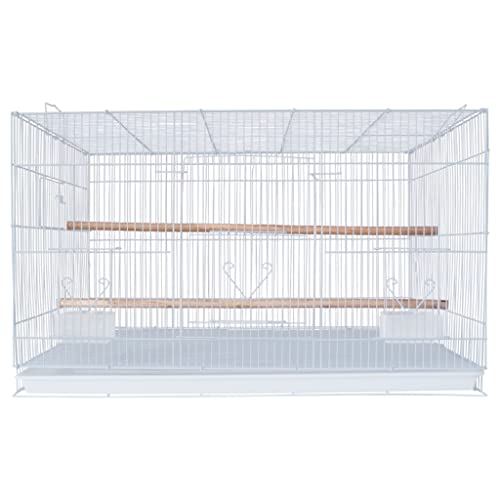 Vogelkäfig Groß Nymphensittich Geräumiger Schmiedeeiserner Papageienkäfig, Faltbarer Großer Vogelkäfig Für Zoohandlung, Vogelvilla Mit Bruthafen (Color : White-set2) von QMBHOZ