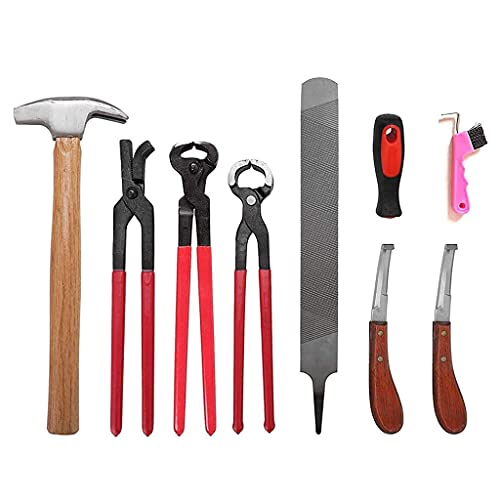 QMZDXH 8 Pcs Professionelle Hufschmiedewerkzeuge, Raspel-Hufschneider-Set, Hufeisen-Schneidezange, Hufschmiede-Hufzangen Messerwerkzeuge, Trimm-Werkzeugsatz, Trimmer-Reitzubehör von QMZDXH