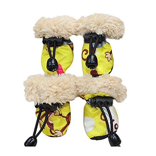 QOXEFPJZ pfotenschutz Hund 4 Teile/Satz wasserdicht Winter warme Hund Hund Schuhe rutschfeste Regen Schnee Stiefel dick for kleine Katzen welpen Chihuahua socken Booties (Color : GELB, Size : S) von QOXEFPJZ